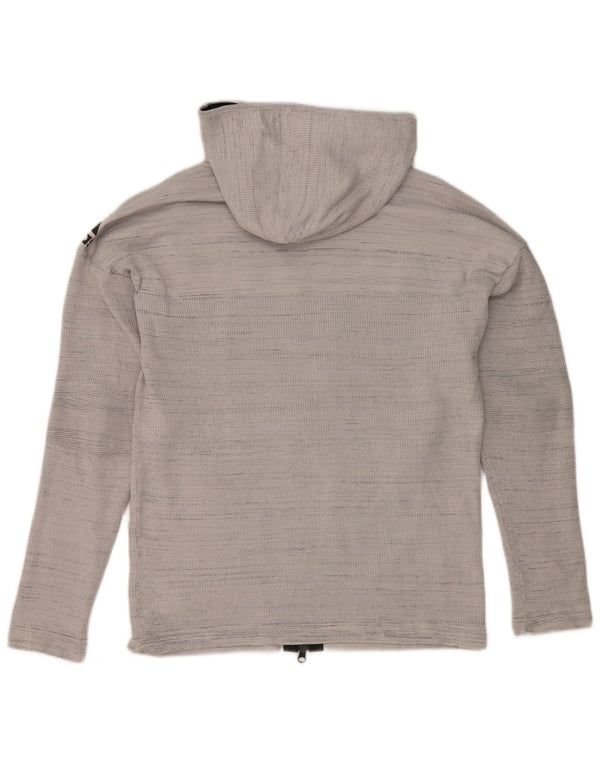 Adidas Mens Zip Hoodie Sweater Medium Grey Striped Polyester
