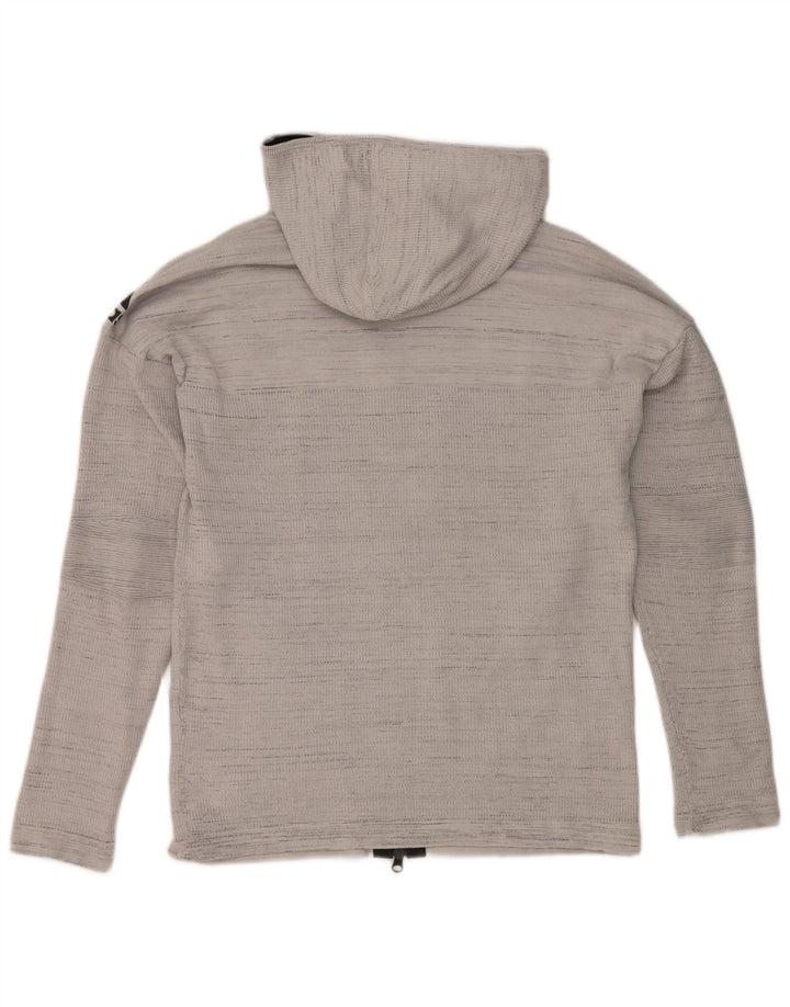 Adidas Herren-Kapuzenpullover mit Reißverschluss, mittelgrau, gestreift, Polyester