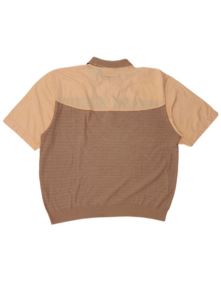 Donny & Max Herren-Poloshirt XL, braun gestreift, Baumwolle