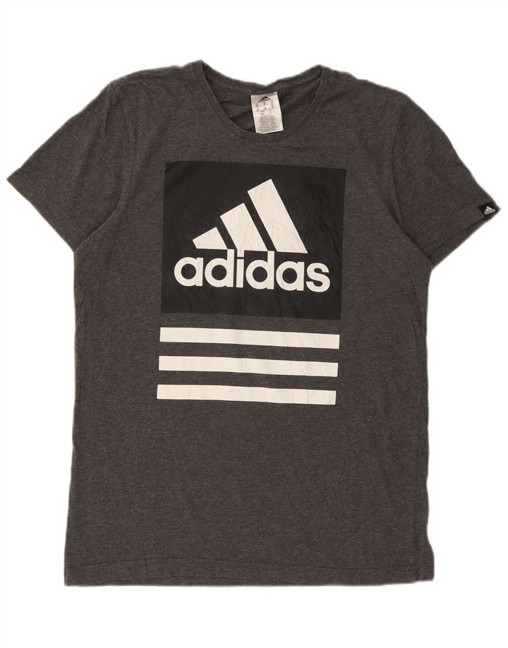 Adidas Herren Grafik-T-Shirt aus mittelgrauer Baumwolle