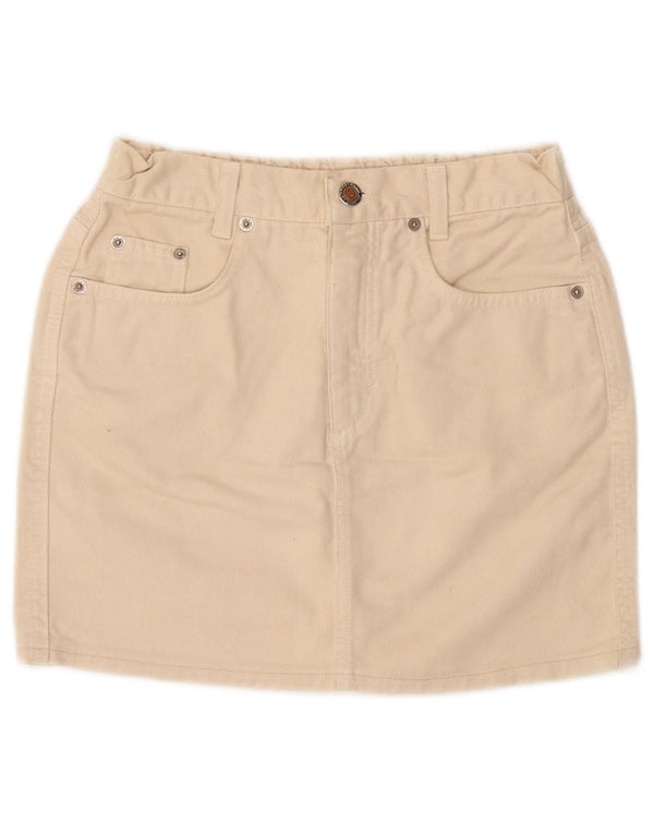 Vintage Mädchen Mini Jeansrock 11-12 Jahre W24 Beige Baumwolle