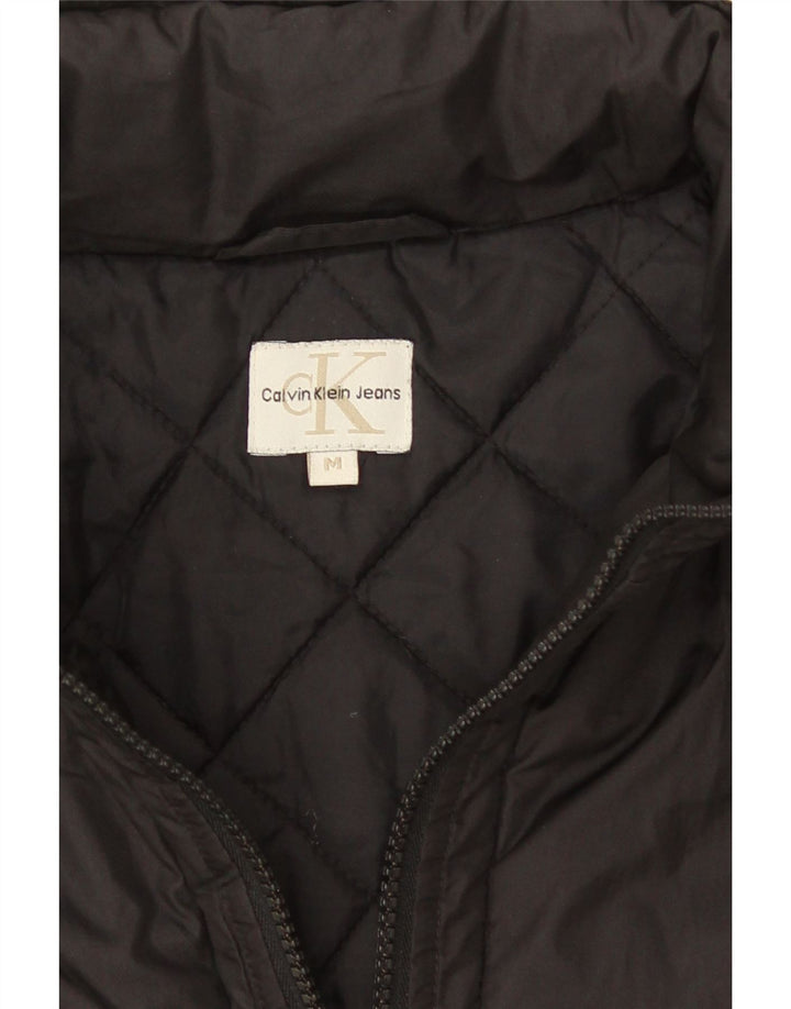 Calvin Klein Damen Wattierte Jacke UK 12 Medium Schwarz Polyester