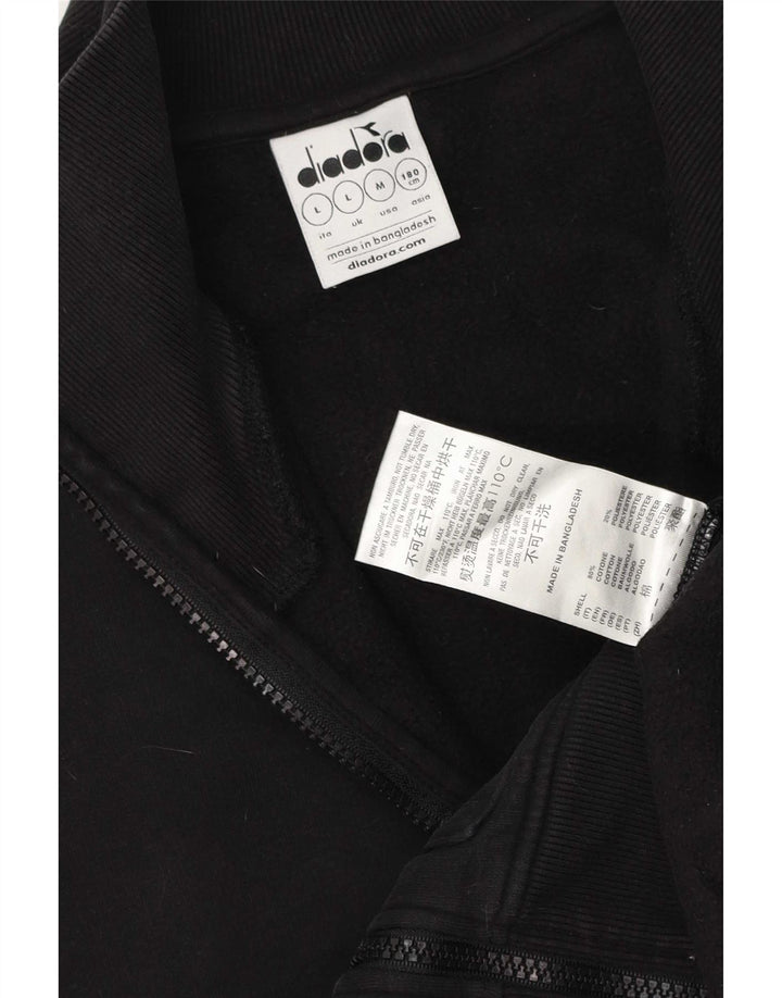 Diadora Herren-Trainingsanzug-Top-Jacke, große schwarze Baumwolle