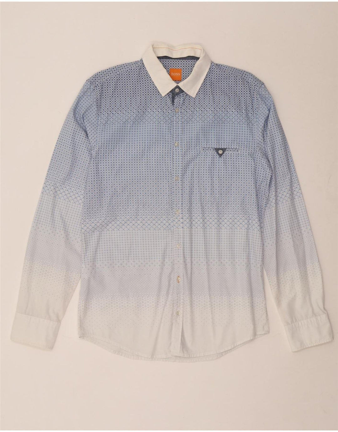 Hugo Boss Herrenhemd mittelblaue geometrische Baumwolle
