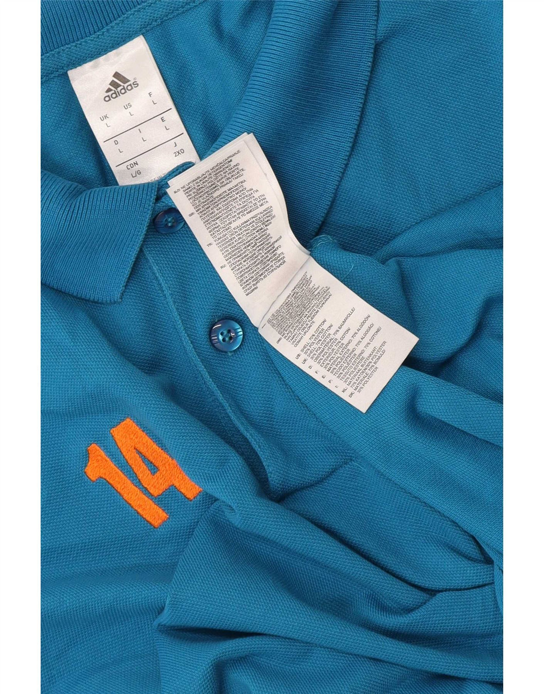 Adidas Herren-Poloshirt mit Grafik, groß, aus blauer Baumwolle