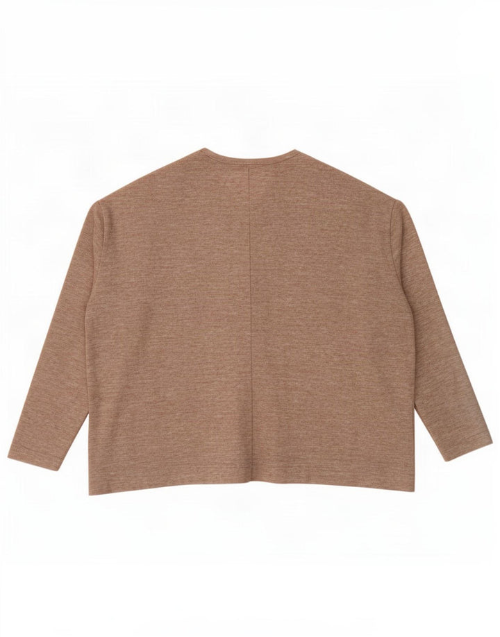 Zara Damen Übergroßes Top Langarm UK 10 Small Beige gesprenkeltes Polyester