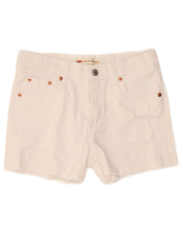 Levi's Girlfriend Distressed Denim-Shorts für Mädchen, 13–14 Jahre, W28, Weiß