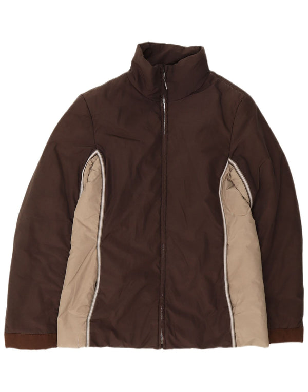 Max & Co. Gepolsterte, gesteppte Skijacke für Damen, UK 12, Mittelbraun, Farbblock