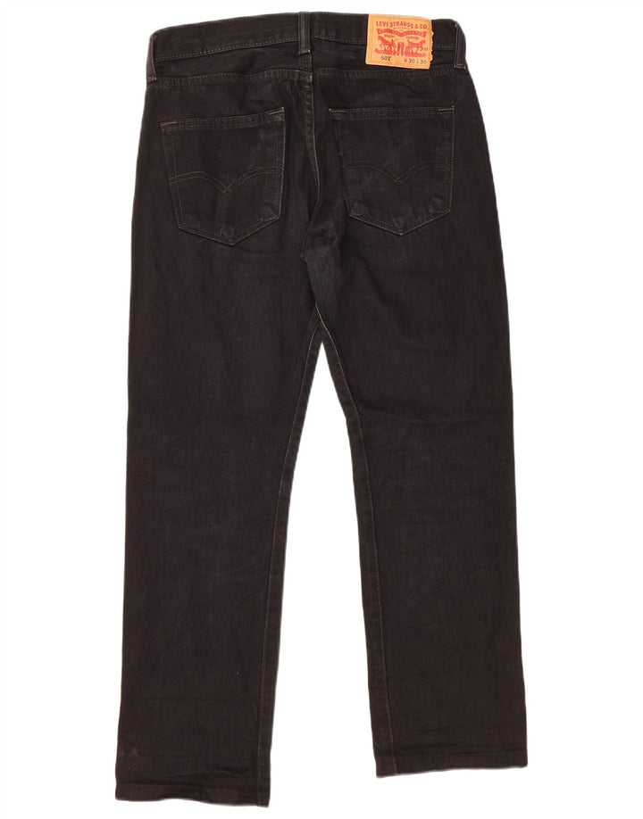 LEVI'S Herren 501 Straight Jeans W30 L26 Schwarze Baumwolle