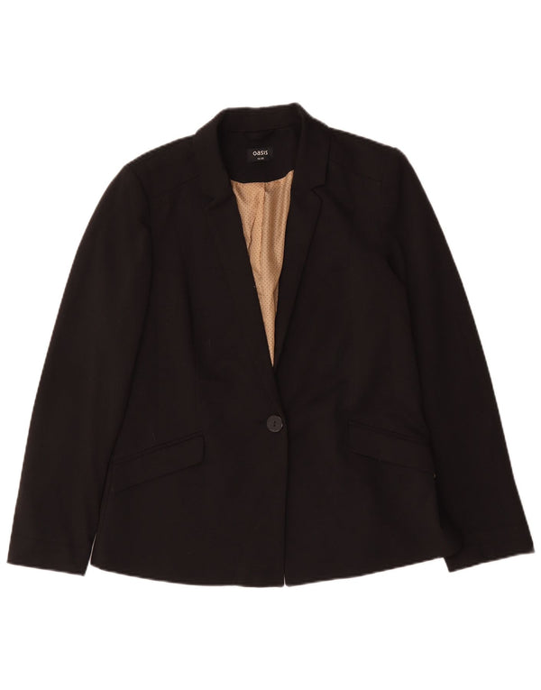 Oasis Damen-Blazerjacke mit 1 Knopf, UK 12, Mittelschwarz, Polyester