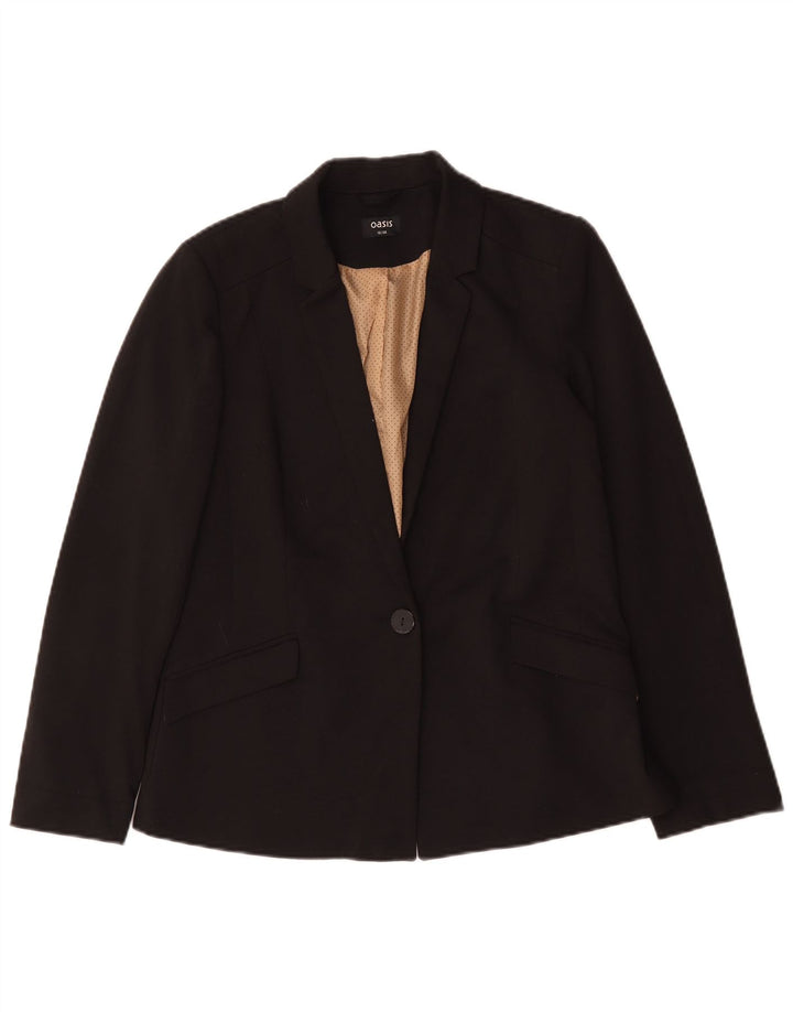 Oasis Damen-Blazerjacke mit 1 Knopf, UK 12, Mittelschwarz, Polyester