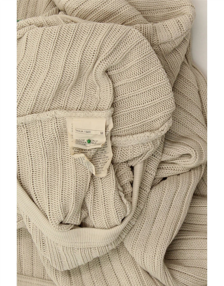 BENETTON Womens Crew Neck Jumper Sweater UK 14 Medium Beige Cotton Vintage Benetton and Second-Hand Benetton from Messina Hembry 