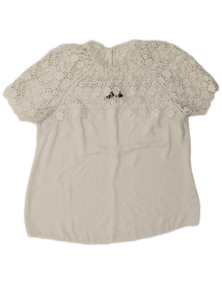 Lipsy Damen-Blusenoberteil, UK-Größe 46, Größe L, Weiß, Polyester