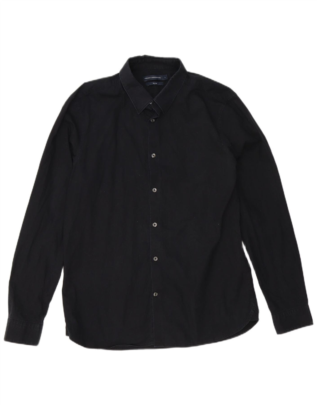 French Connection Slim-Hemd für Herren, groß, marineblau, Baumwolle