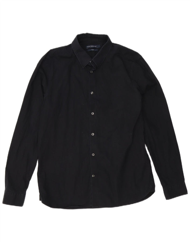 French Connection Slim-Hemd für Herren, groß, marineblau, Baumwolle
