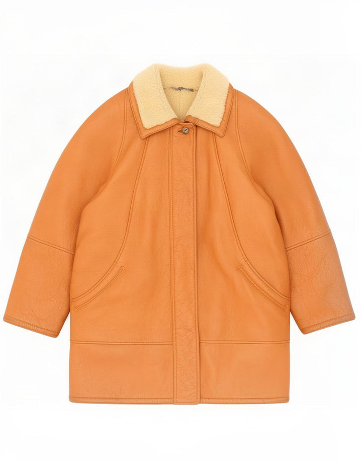 Anfor Damen Übergroßer Lammfellmantel IT 46 Large Beige
