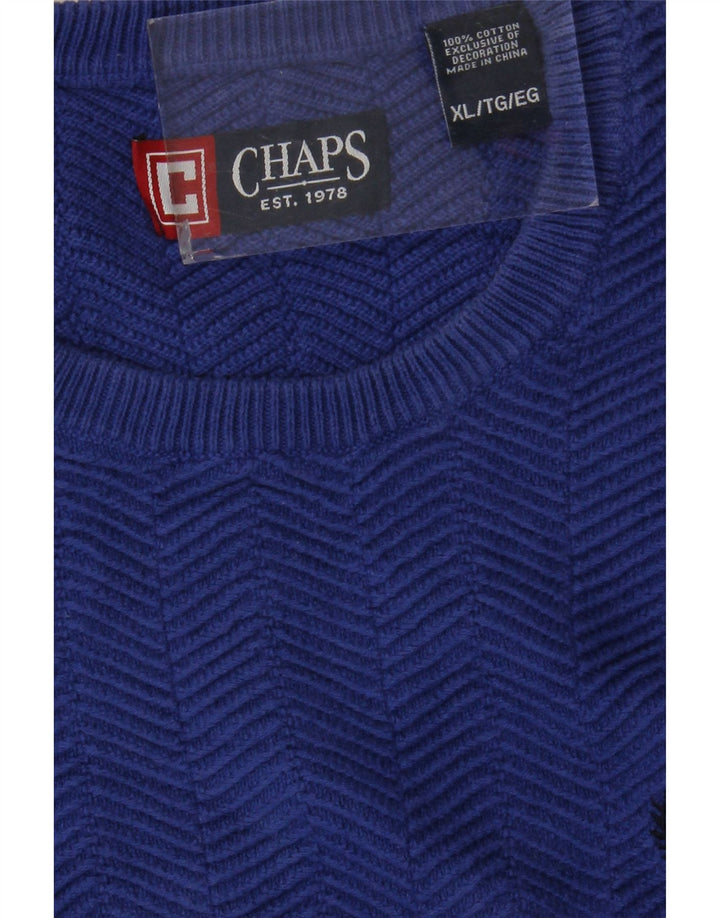 CHAPS Herren-Pullover mit Rundhalsausschnitt, XL, blaue Baumwolle