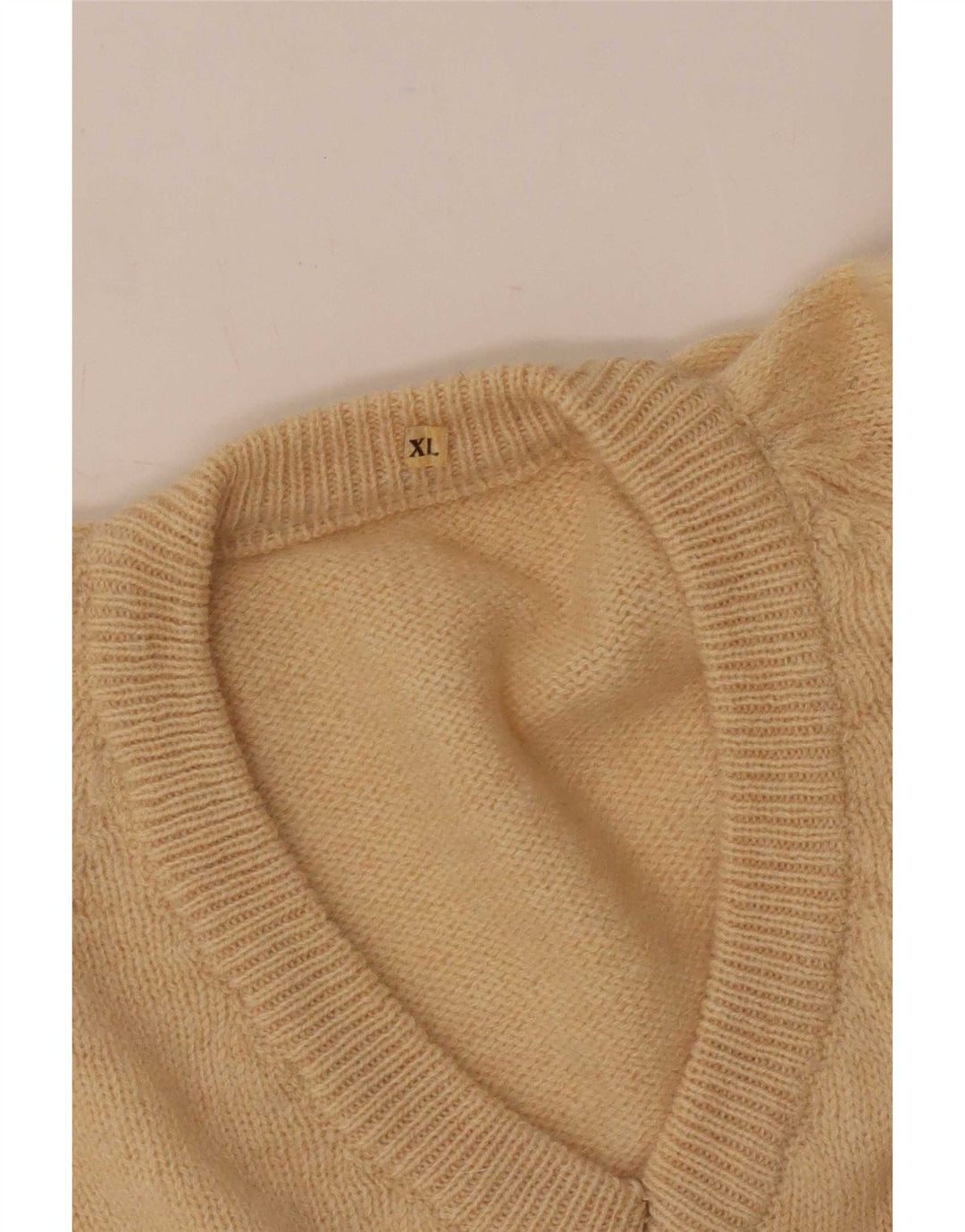 Vintage Herren Pullover mit V-Ausschnitt XL Beige