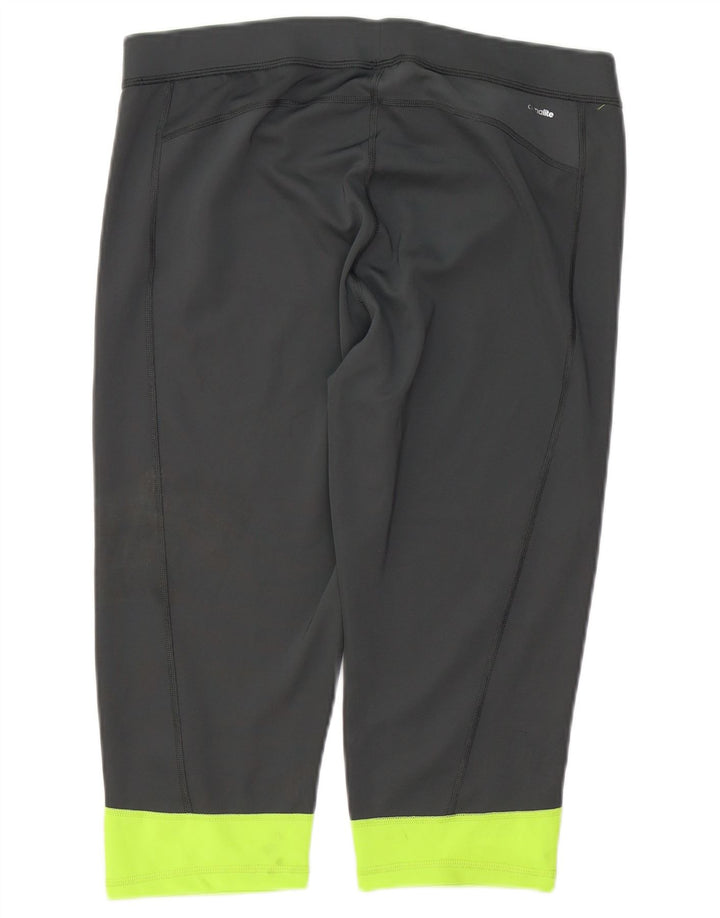 ADIDAS Damen Climalite Capri-Leggings UK 20/22 XL Grauer Farbblock