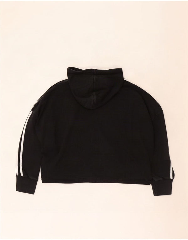 Adidas Damen Crop Oversized Hoodie Pullover UK 24/26 2XL Schwarze Baumwolle