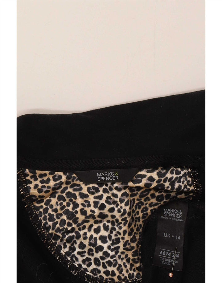 Marks & Spencer Damen Bomberjacke UK 14 Mittelschwarze Baumwolle