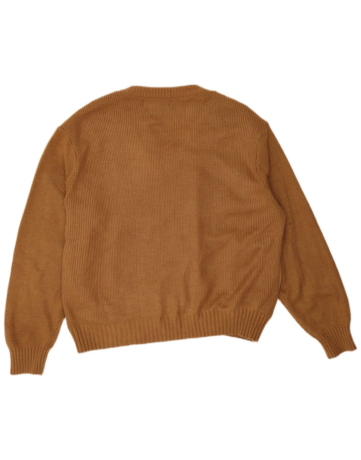 Herren-Pullover aus Wildleder mit V-Ausschnitt, XL, Beige, Acryl