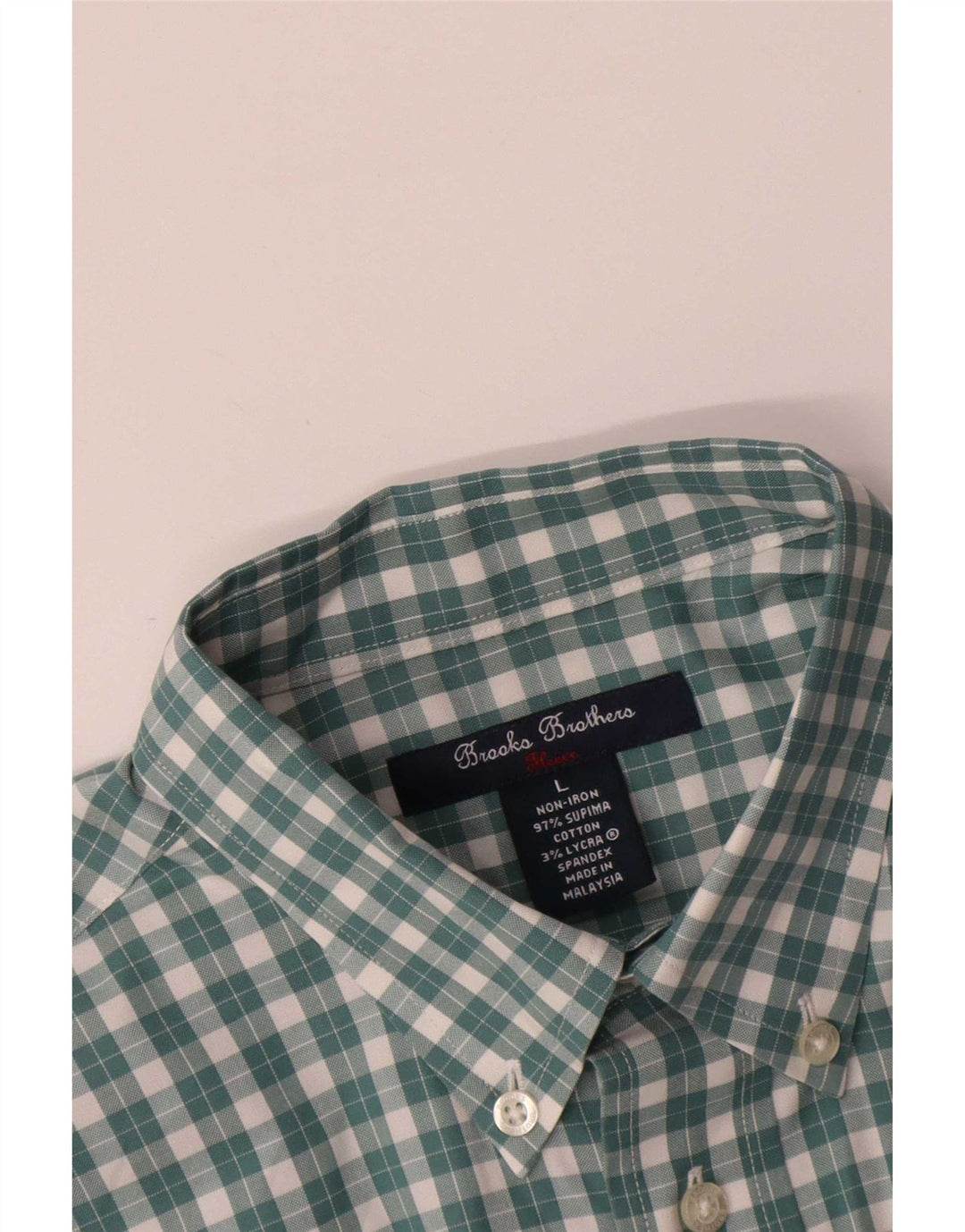 Brooks Brothers Herrenhemd, groß, grün kariert, Baumwolle