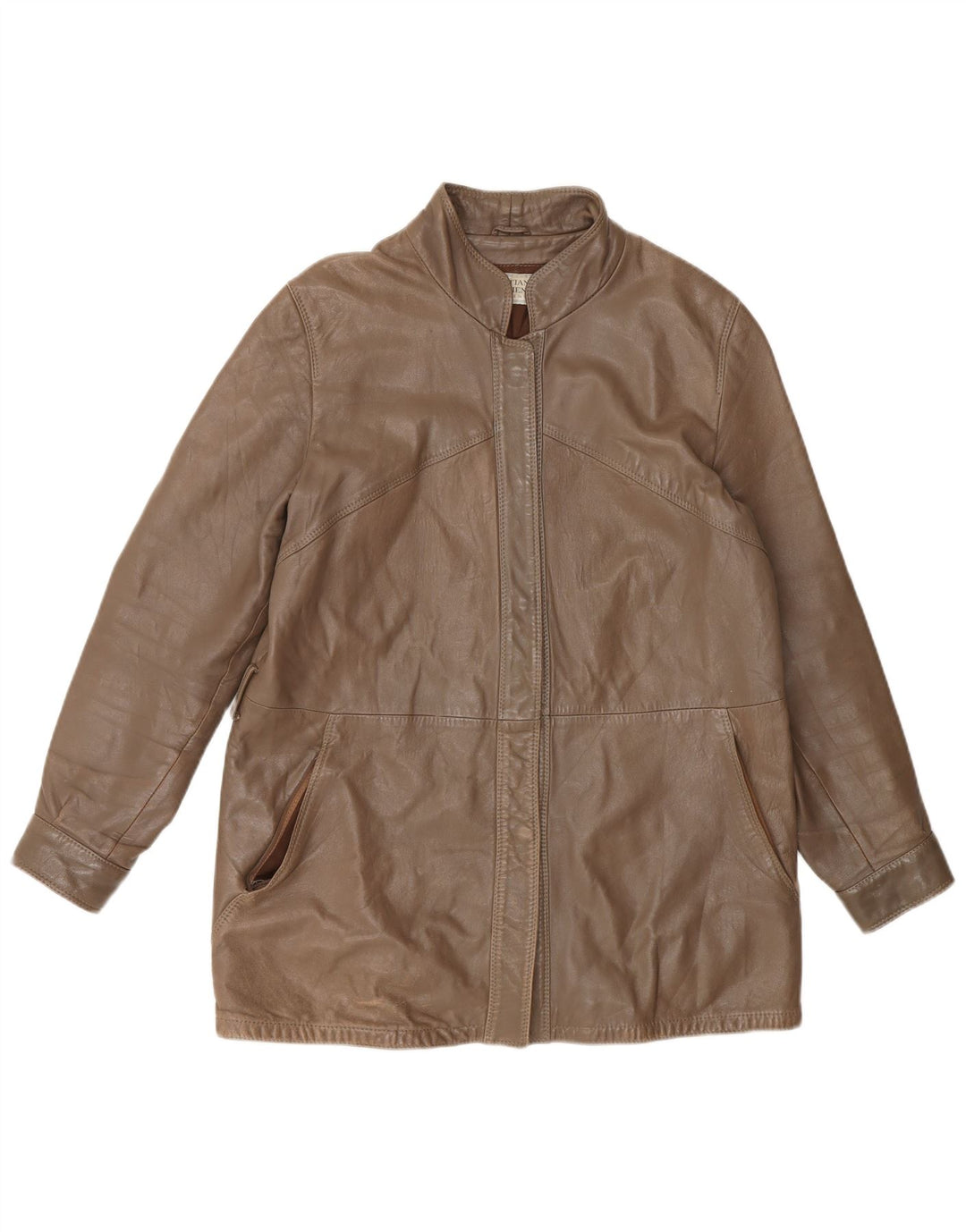 Cristiano Di Thiene Damen Lederjacke UK 14 Mittelbraunes Leder