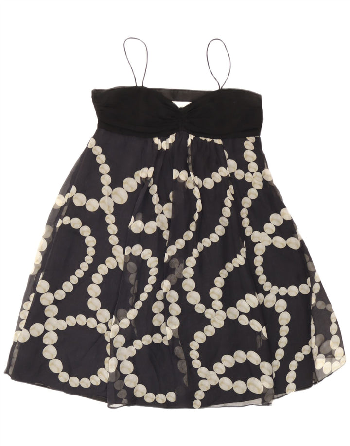 Zara Damen Slip-Kleid UK 14 Large Schwarz gefleckt