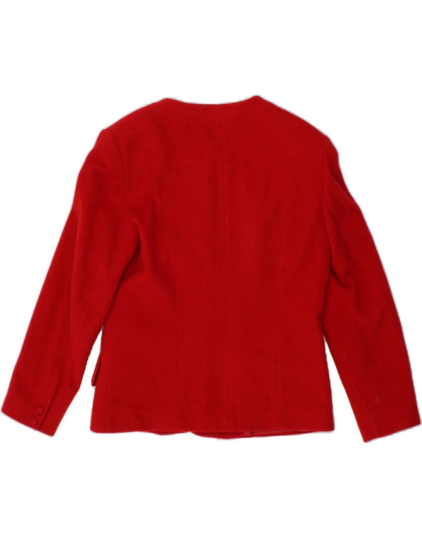 VINTAGE Damen 5-Knopf-Blazerjacke UK 14 Große rote Wolle