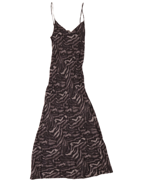 All Saints Damen Ärmelloses Maxikleid UK 6 XS Schwarz Viskose mit Animal-Print