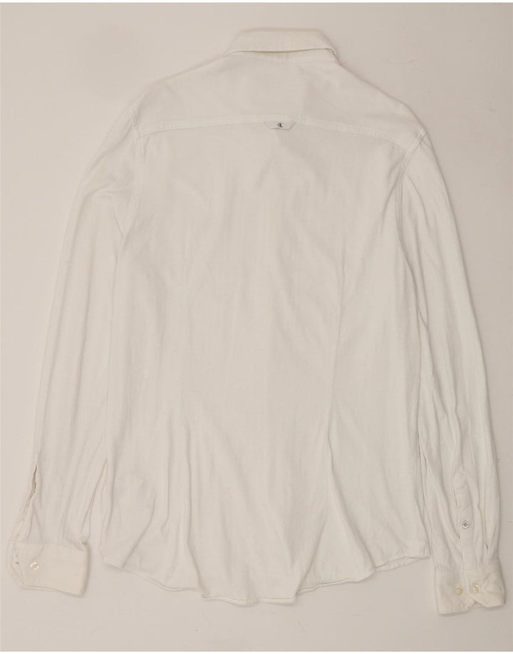 CALVIN KLEIN JEANS Mens Slim Fit Shirt Medium White Cotton Vintage Calvin Klein Jeans and Second-Hand Calvin Klein Jeans from Messina Hembry 
