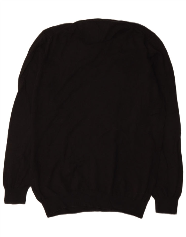 Zara Herren-Pullover mit Rundhalsausschnitt, XL, schwarze Baumwolle