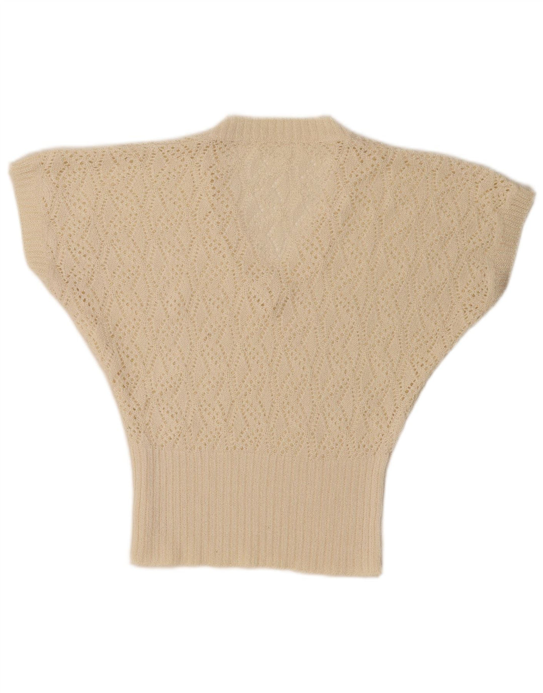 Vintage Damen Durchsichtiges Weste-Tanktop UK 10 Small Off White