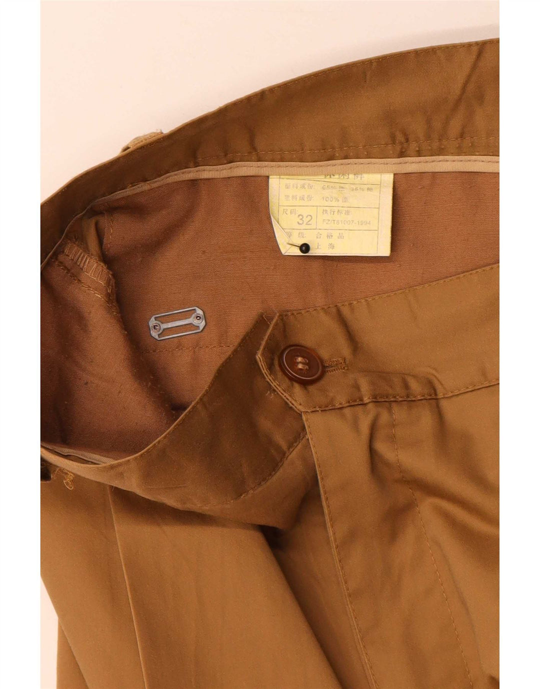 Vintage Herren-Chinohose mit Klammern, W32, L30, Beige