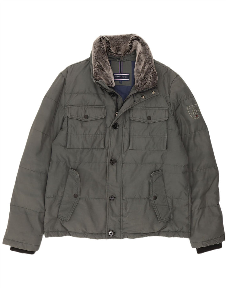 Tommy Hilfiger Herren Wattierte Jacke UK 42 XL Grün Polyamid