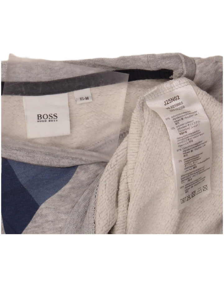 HUGO BOSS Grafik-Sweatshirt für Jungen, 15–16 Jahre, mittelgrau, geometrisch