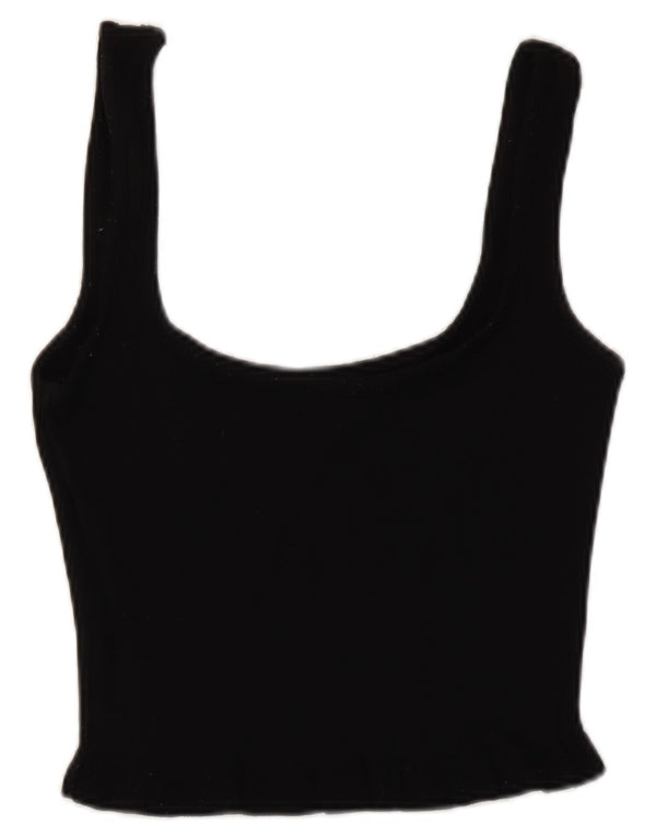Zara Damen Crop Top UK 8 Small Schwarze Viskose