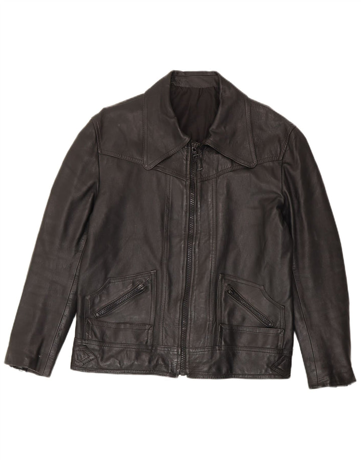 Vintage Herren Lederjacke UK 38 Medium Schwarz