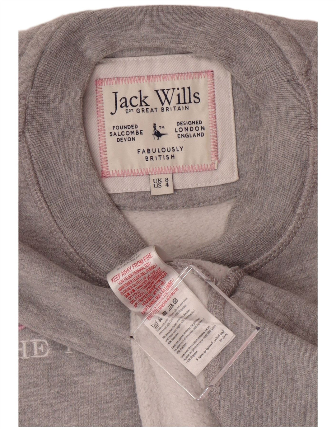 JACK WILLS Grafik-Sweatshirtpullover für Damen, Gr. 8, klein, grau gefleckt