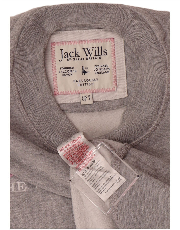 JACK WILLS Grafik-Sweatshirtpullover für Damen, Gr. 8, klein, grau gefleckt