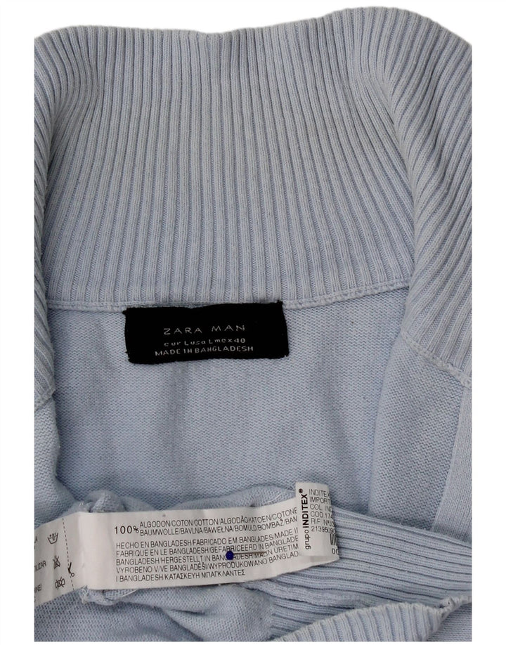 Zara Herren-Strickjacke, groß, aus blauer Baumwolle
