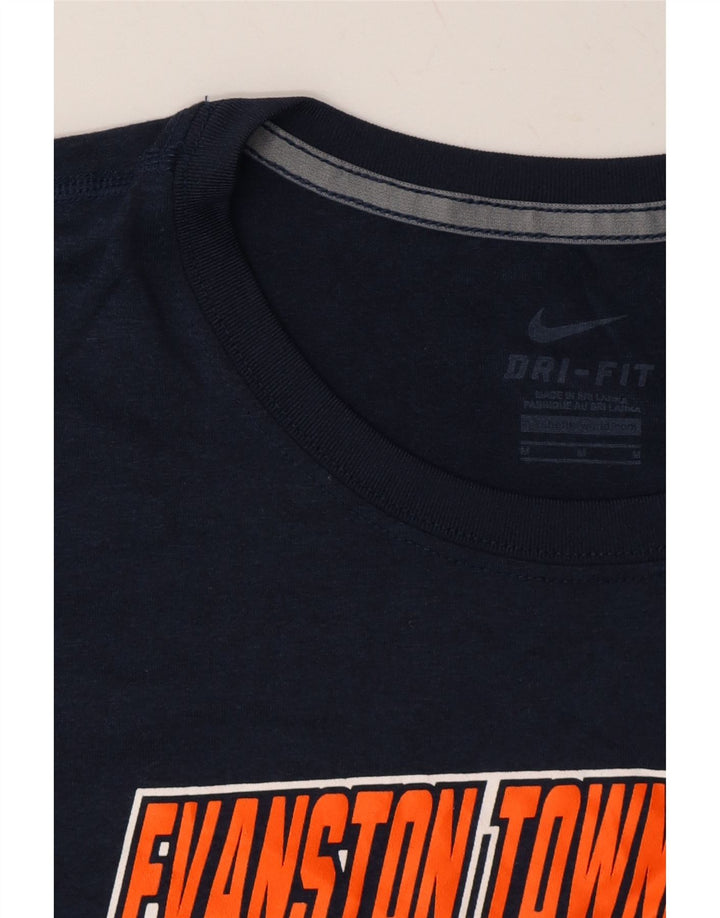 NIKE Womens Graphic Top Long Sleeve UK 14 Medium Navy Blue Polyester Vintage Nike and Second-Hand Nike from Messina Hembry 