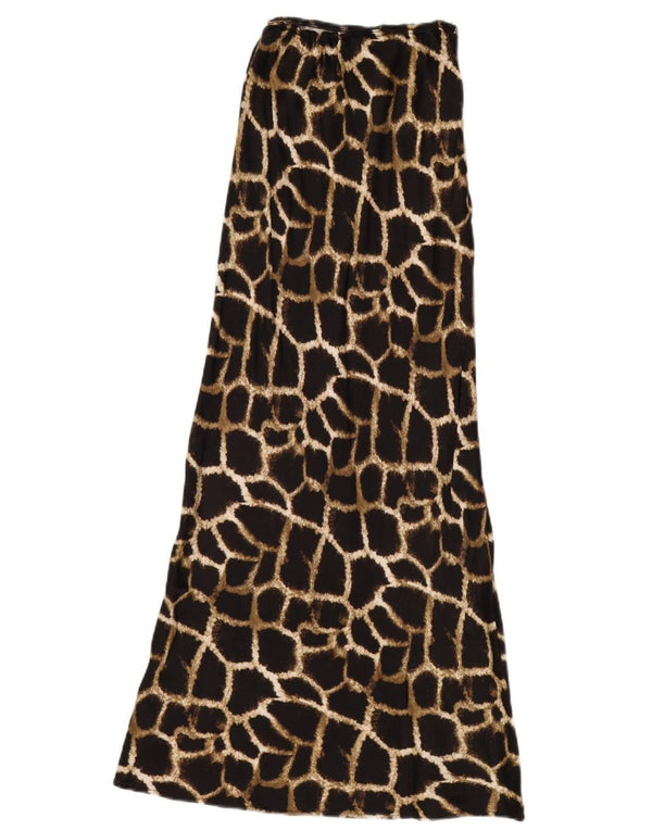 TOPSHOP Damen Maxirock UK 6 XS W24 Braune Viskose mit Animal-Print