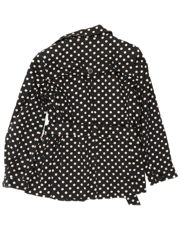 John Lewis Damen 3-Knopf-Jacke UK 16 Große schwarze gepunktete Baumwolle