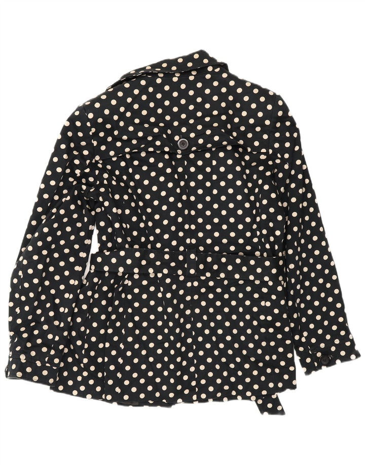 John Lewis Damen 3-Knopf-Jacke UK 16 Große schwarze gepunktete Baumwolle