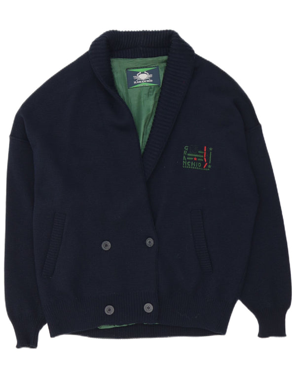 Il Granchio Herren Strickjacke XL Marineblaue Wolle