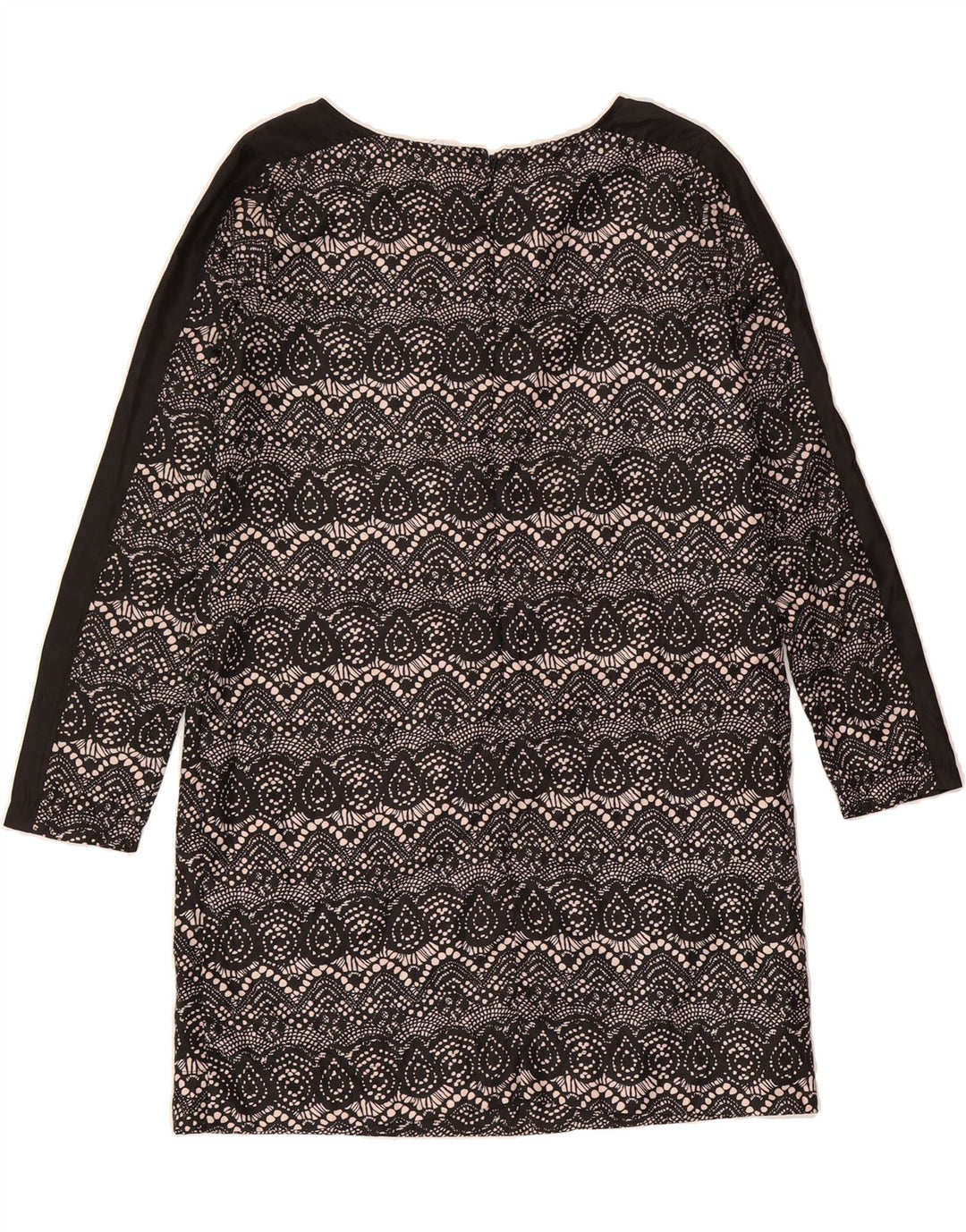 MOSSIMO Womens Long Sleeve Shift Dress UK 14 Medium Black Chevron Vintage Mossimo and Second-Hand Mossimo from Messina Hembry 