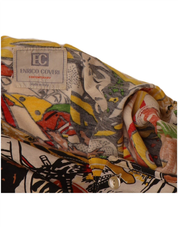 ENRICO COVERI Grafik-Langarm-Blusenoberteil für Damen, UK 18, XL, Mehrfarbig