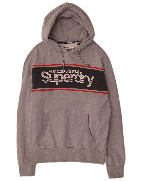 Superdry Herren-Kapuzenpullover mit Grafik, Größe 2XL, graue Farbblock-Baumwolle